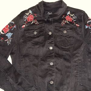 Floral Black Jean Jacket